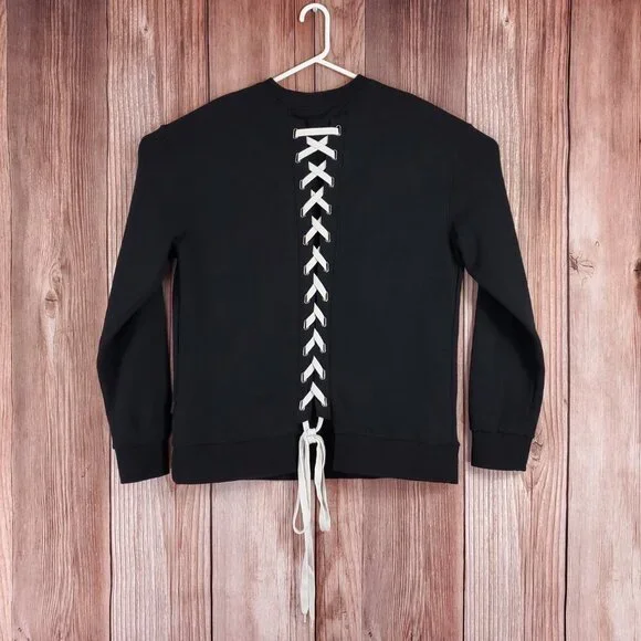 *READ* DBYDGNAK Unisex Size Large Black Back Lace Up Sweatshirt - Picture 4 of 16